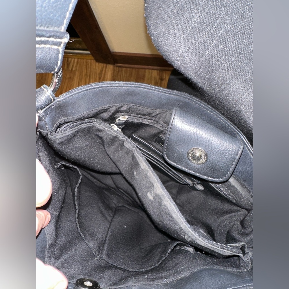 Rolfs Black Genuine Leather Shoulder Bag Boho Hobo - Picture 5 of 6